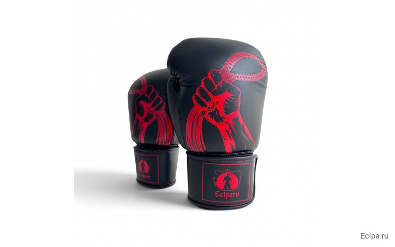 Боксерские перчатки Ecipa BGV8 black 10 oz (Натуральная Кожа)